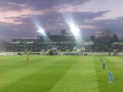 Стадионът в Разград по време на мач